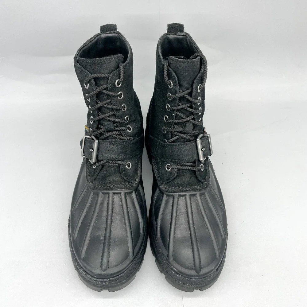Polo Ralph Lauren Mens 9.5D Oslo High BT WP Black Leather Suede Duck Boots Shoes